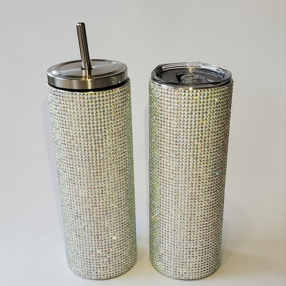 Bling Bling, rhinestone tumbler with coffee lid OR straw top